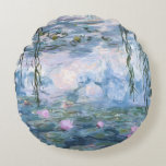 Claude Monet Impressionist Water Lillies Painting Round Cushion<br><div class="desc">Impressionist Landscape Painting by Claude Monet - Classic Masterpieces - Claude Monet's Nature Painting Series - Claude Monet Impressionist Water Lillies Painting</div>
