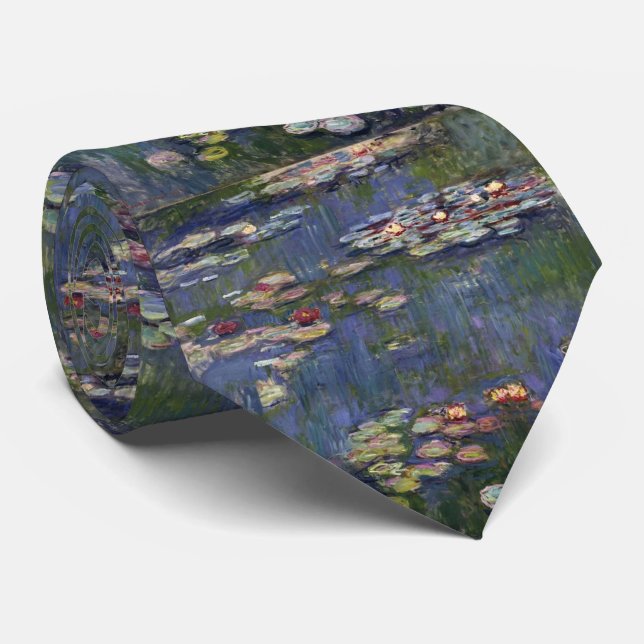 Claude Monet Impressionist Water Lillies Painting Tie (Rolled)