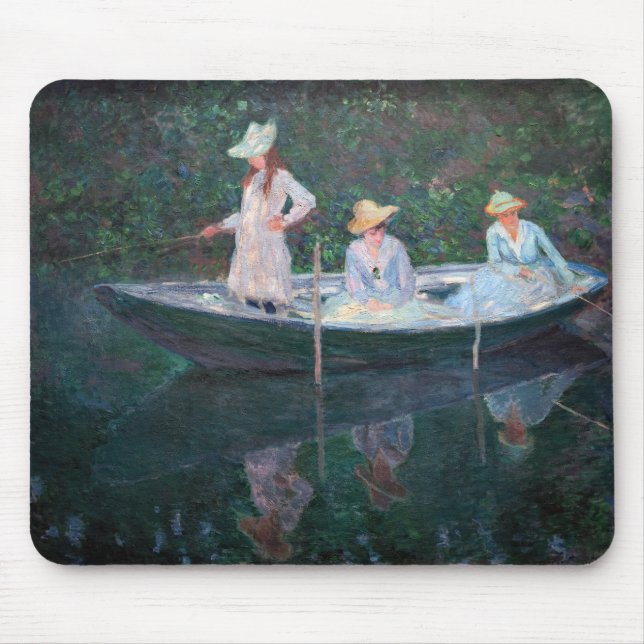 Claude Monet - In the Norvegienne Boat at Giverny Mouse Pad (Front)