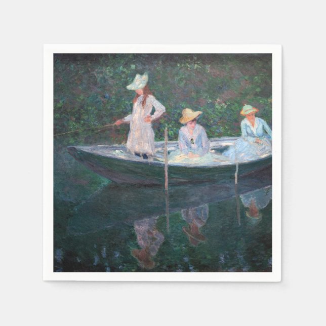 Claude Monet - In the Norvegienne Boat at Giverny Napkin (Front)