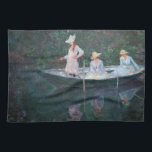 Claude Monet - In the Norvegienne Boat at Giverny Tea Towel<br><div class="desc">In the Norvegienne Boat at Giverny / La Barque - Claude Monet,  Oil on Canvas,  1887</div>