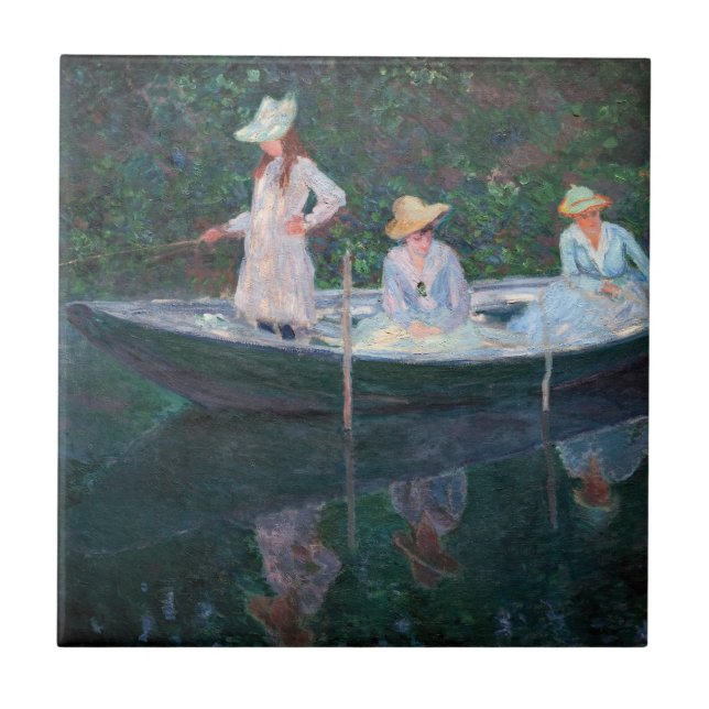 Claude Monet - In the Norvegienne Boat at Giverny Tile (Front)