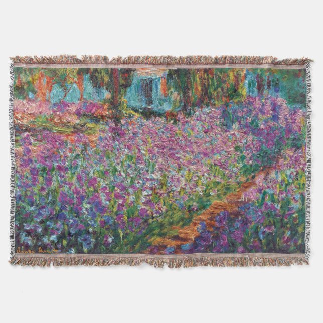 Claude Monet - Irises in Monet's Garden Fine Art Throw Blanket (Front)
