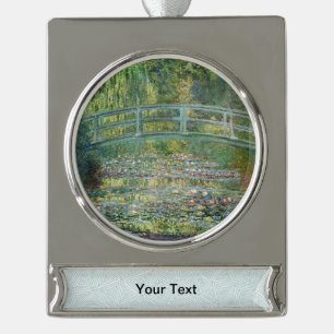 Claude Monet Japanese Bridge Water Lily Art Silver Plated Banner Ornament