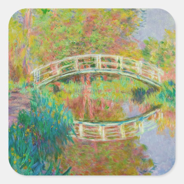 Claude Monet - Japanese Footbridge, Giverny Square Sticker (Front)