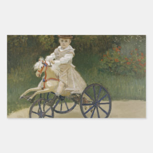 Claude Monet - Jean Monet on his Hobby Horse Rectangular Sticker