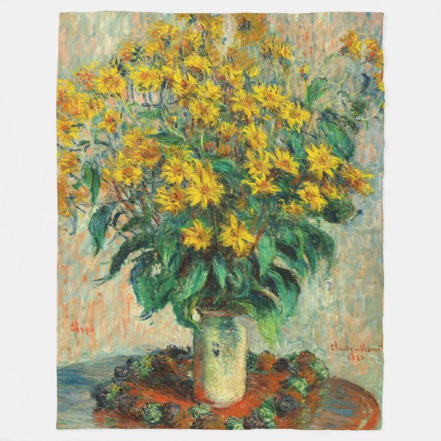 Claude Monet - Jerusalem Artichoke Flowers Fleece Blanket (Front)
