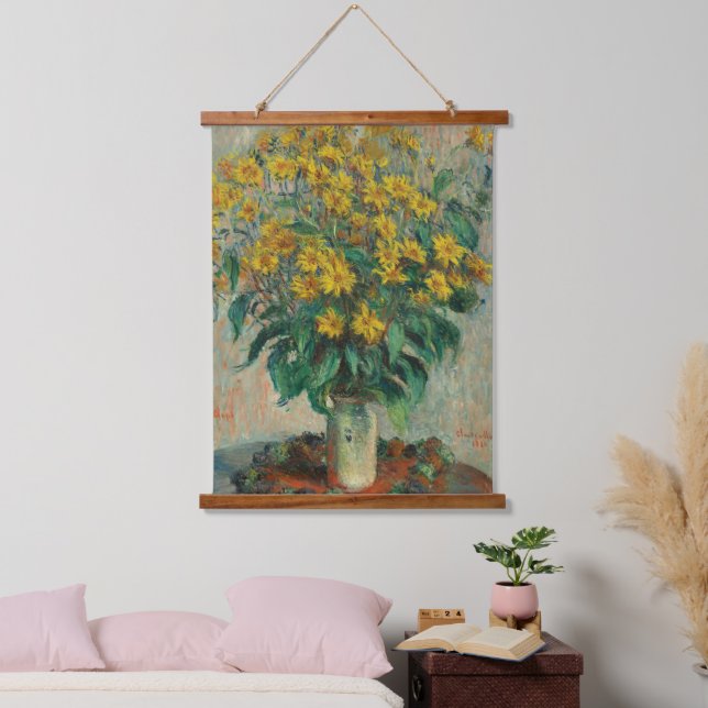 Claude Monet Jerusalem Artichoke Flowers Old Art Hanging Tapestry (Bedroom)