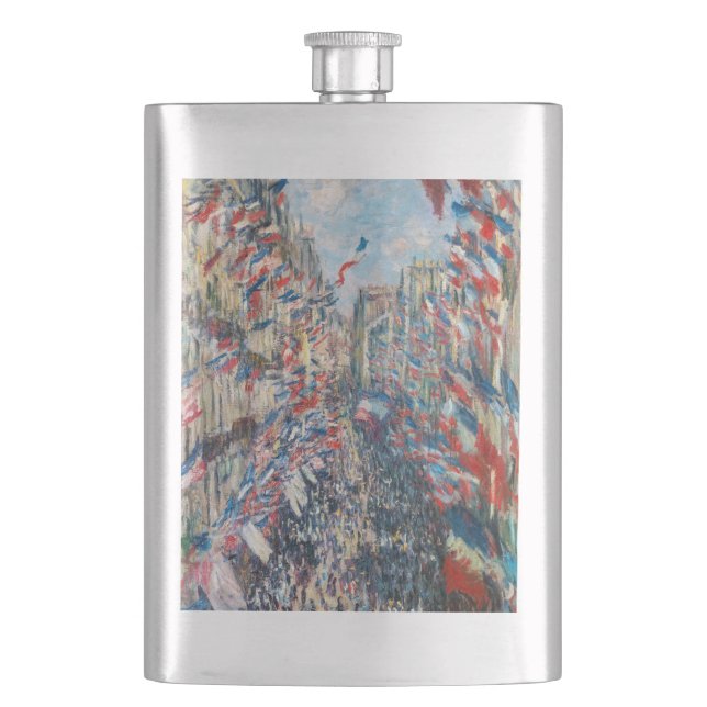 Claude Monet - La Rue Montorgueil - Paris Hip Flask (Front)
