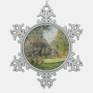 Claude Monet Landscape: The Parc Monceau Snowflake Pewter Christmas Ornament