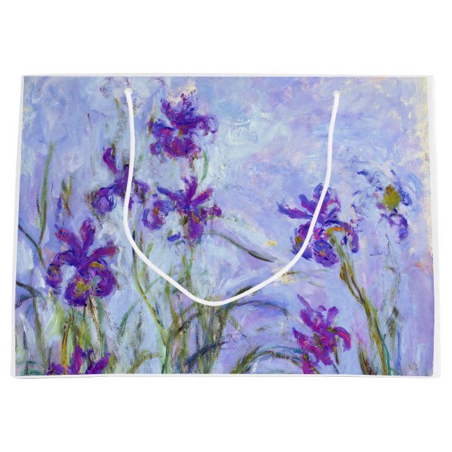 Claude Monet - Lilac Irises / Iris Mauves Large Gift Bag (Front)