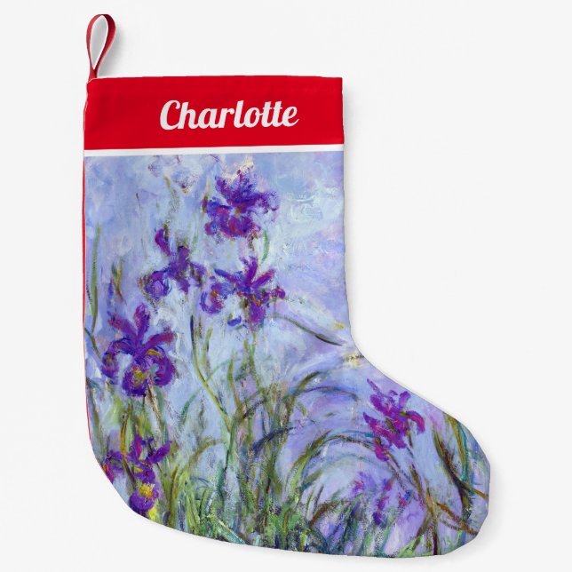 Claude Monet - Lilac Irises / Iris Mauves Small Christmas Stocking (Front)