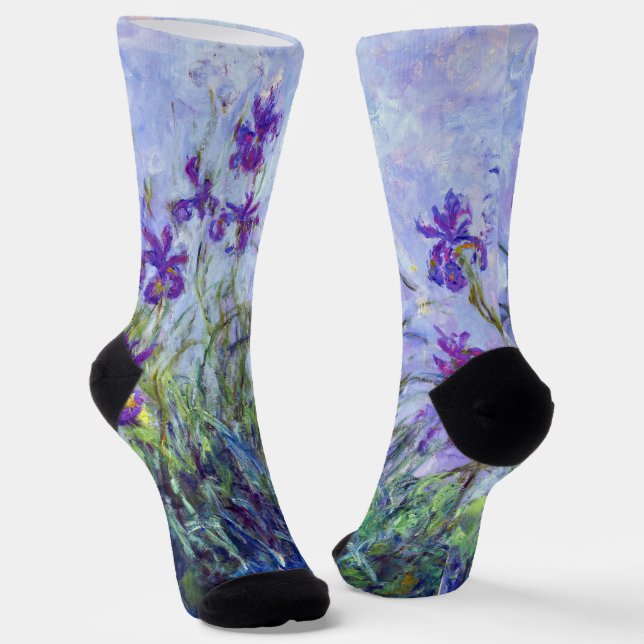 Claude Monet - Lilac Irises / Iris Mauves Socks (Angled)