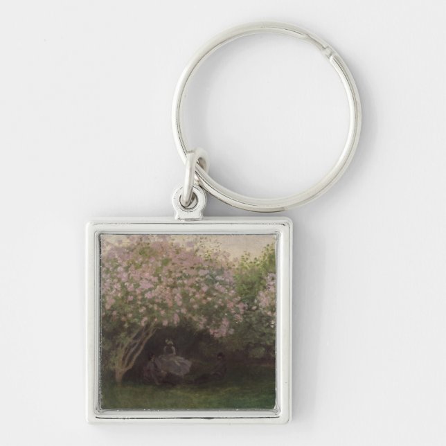 Claude Monet | Lilacs, Grey Weather, 1872 Key Ring (Front)