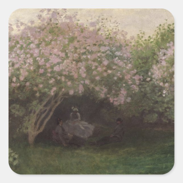 Claude Monet | Lilacs, Grey Weather, 1872 Square Sticker (Front)