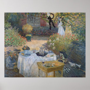 Claude Monet Luncheon: Monet's garden Argenteuil Poster