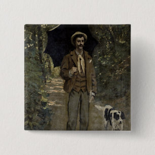 Claude Monet Man with an Umbrella, c.1868-69 15 Cm Square Badge