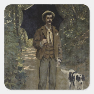 Claude Monet Man with an Umbrella, c.1868-69 Square Sticker