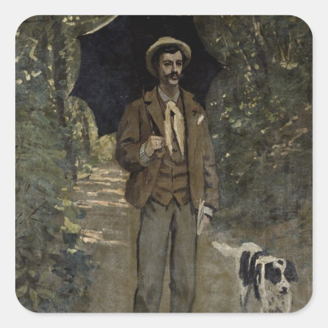 Claude Monet | Man with an Umbrella, c.1868-69 Square Sticker (Front)