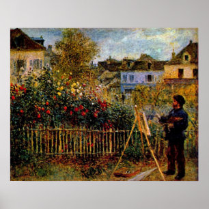 Claude Monet - Monet painting in his garden Poster