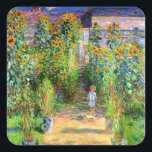 Claude Monet: Monet's Garden at Vétheuil Square Sticker<br><div class="desc">Wonderful classic summer stickers,  painted by the French impressionist painter Claude Monet.</div>