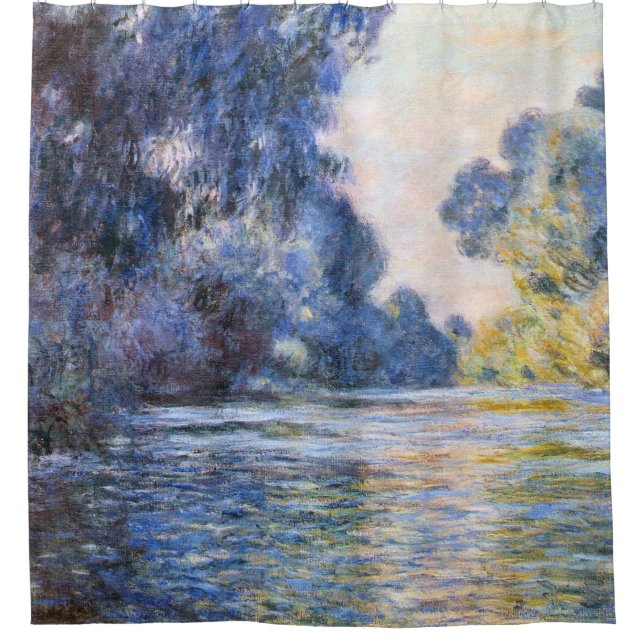 Claude Monet, Morning on the Seine at Giverny Shower Curtain (Front)