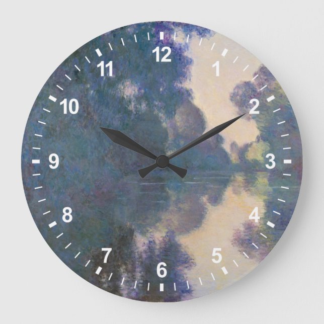 Claude Monet | Morning on the Seine near Giverny Large Clock (Front)