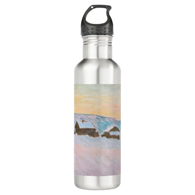 Claude Monet - Norway Landscape, Blue Houses 710 Ml Water Bottle (Front)