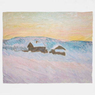 Claude Monet - Norway Landscape, Blue Houses Fleece Blanket