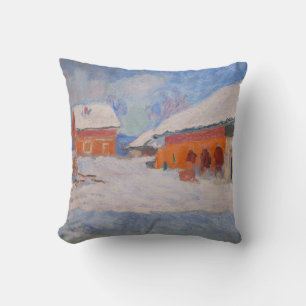 Claude Monet - Norway, Red Houses at Bjornegaard Cushion