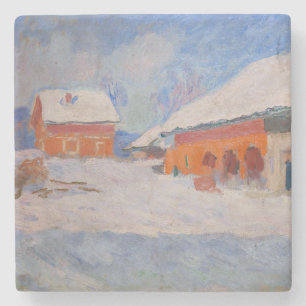 Claude Monet - Norway, Red Houses at Bjornegaard Stone Coaster