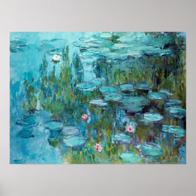 Claude Monet Nympheas Water Lilies Flowers Pond   Poster (Front)