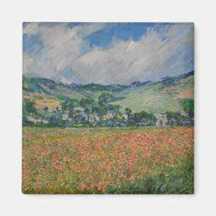 Claude Monet Painting, Poppy Field at Giverny Magnet