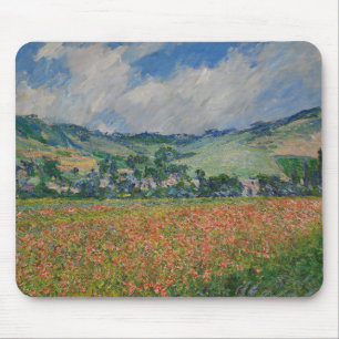 Claude Monet Painting, Poppy Field at Giverny Mouse Pad