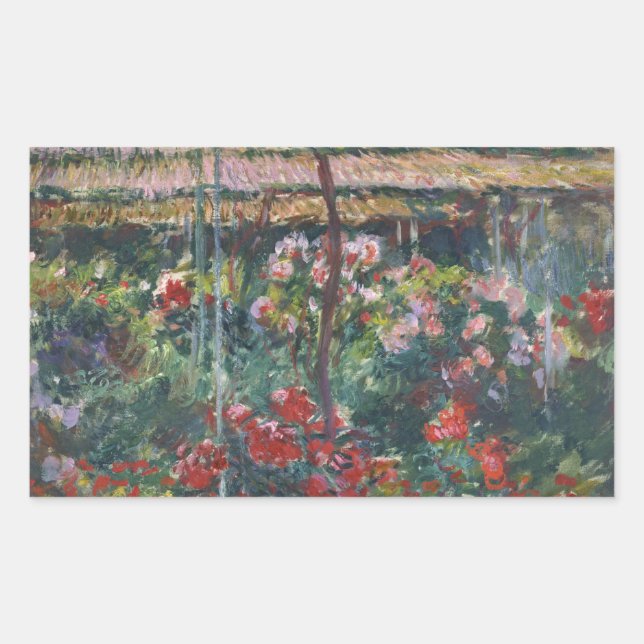 Claude Monet - Peony Garden Rectangular Sticker (Front)