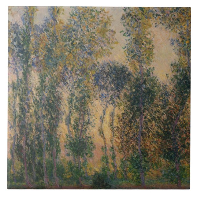 Claude Monet - Poplars at Giverny, Sunrise Tile (Front)