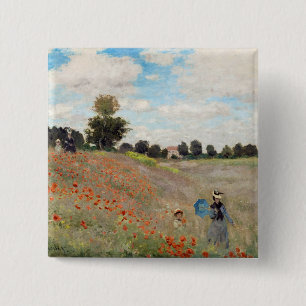 Claude Monet - Poppy Field 15 Cm Square Badge
