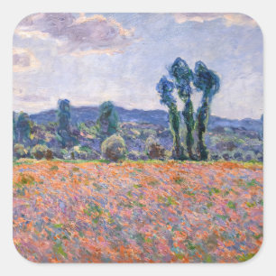 Claude Monet - Poppy Field 1890 (Giverny) Square Sticker