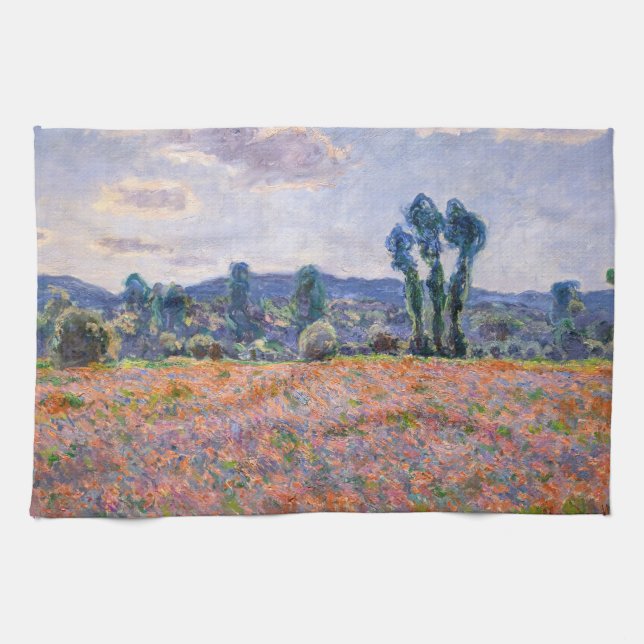 Claude Monet - Poppy Field 1890 (Giverny) Tea Towel (Horizontal)