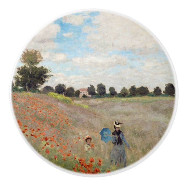 Claude Monet - Poppy Field Ceramic Knob (Front)