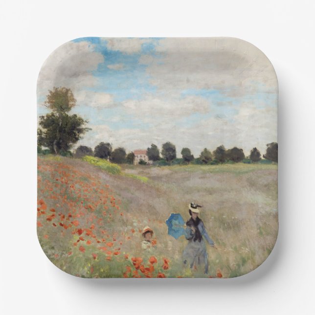 Claude Monet - Poppy Field Paper Plate (Front)