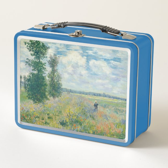 Claude Monet - Poppy Fields near Argenteuil (1875) Metal Lunch Box (Front)