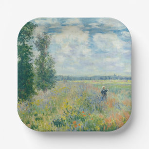 Claude Monet - Poppy Fields near Argenteuil (1875) Paper Plate