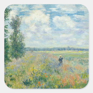 Claude Monet - Poppy Fields near Argenteuil (1875) Square Sticker