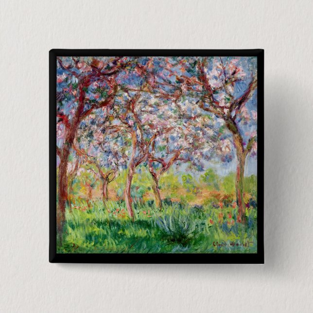 Claude Monet | Printemps a Giverny 15 Cm Square Badge (Front)