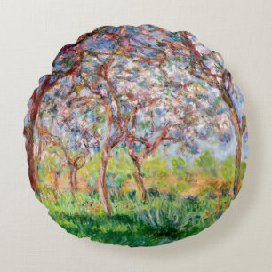 Claude Monet Printemps a Giverny, 1903 Round Cushion