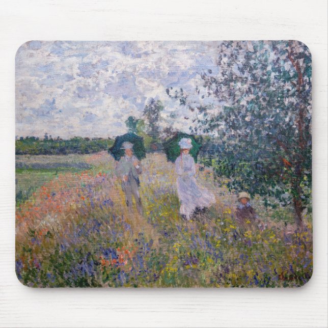 Claude Monet - Promenade near Argenteuil Mouse Pad (Front)