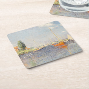 Claude Monet. Red Boats, Argenteuil Square Paper Coaster