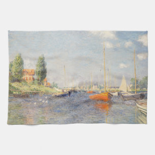 Claude Monet. Red Boats, Argenteuil Tea Towel