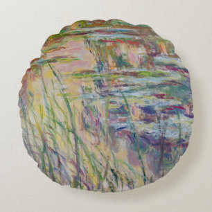 Claude Monet Reflections on the Water, 1917 Round Cushion